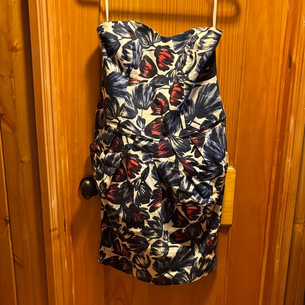 “Sweet Chemise” - Floral Strapless Sweetheart Dress - Size:10 w/ pockets